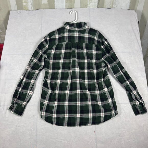 St Johns Bay Button Up Flannel Shirt Mens Green White Plaid Classic Size L - Picture 2 of 14
